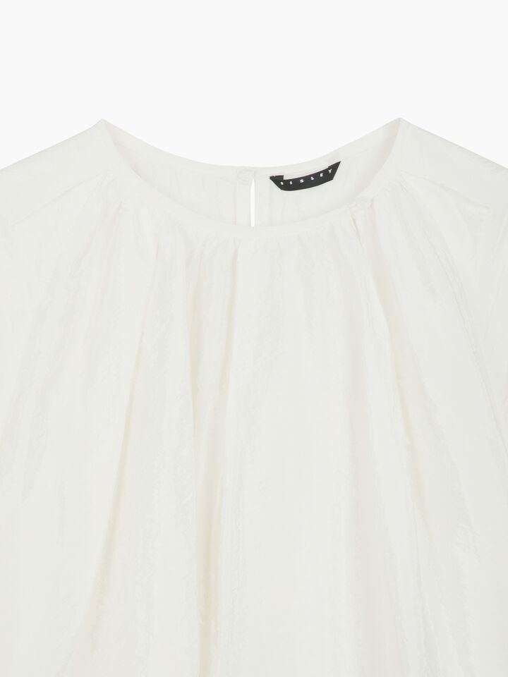 White blouse with balloon sleeves - null - White | Sisley K image number 3